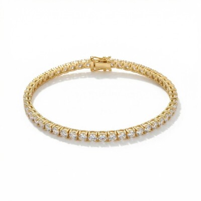 Women's 3mm Single Row Tennis Bracelet in Gold