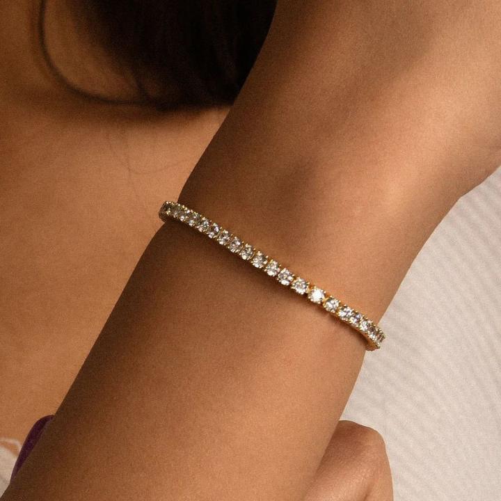 Women's 3mm Single Row Tennis Bracelet in Gold
