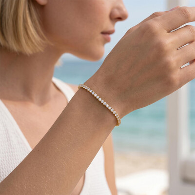 Women's 3mm Single Row Tennis Bracelet in Gold