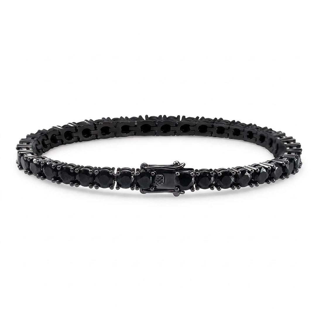  Women's 5mm Black Stones Tennis Bracelet in Black Gold