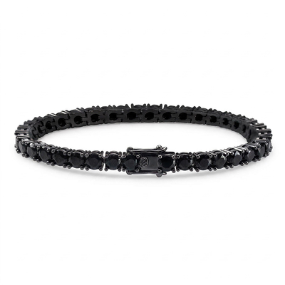  Women's 5mm Black Stones Tennis Bracelet in Black Gold