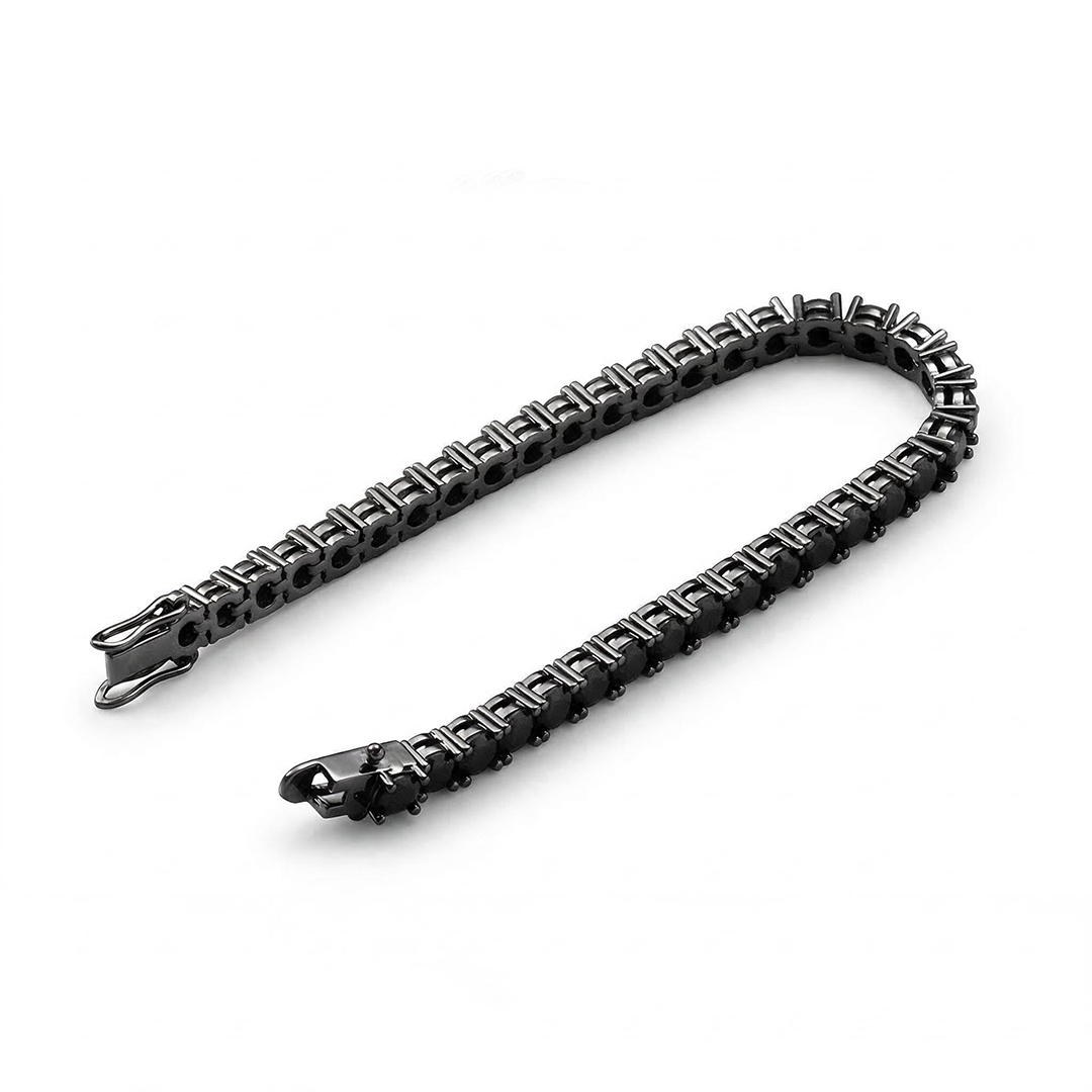  Women's 5mm Black Stones Tennis Bracelet in Black Gold