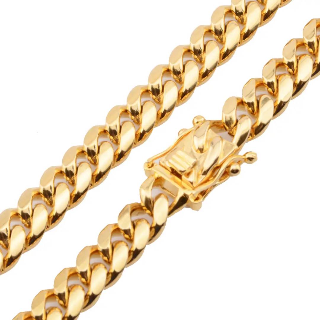 Women's 8mm Stainless Steel Cuban Chain in Gold