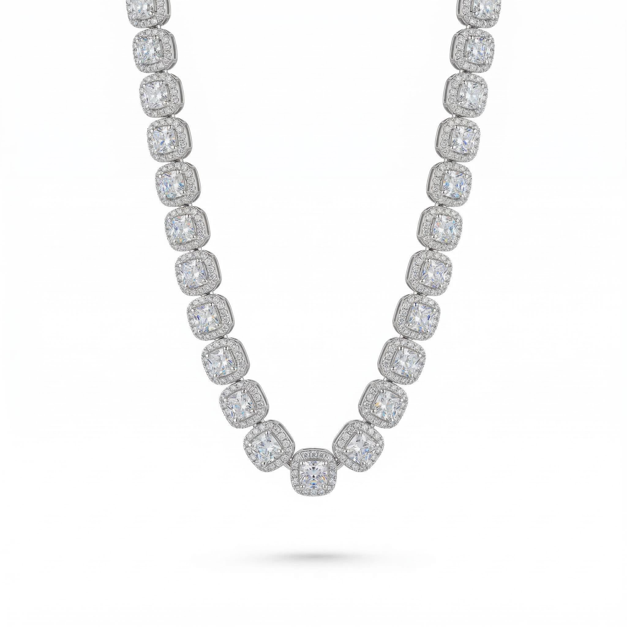 Women's 10mm Clustered Tennis Chain in White Gold