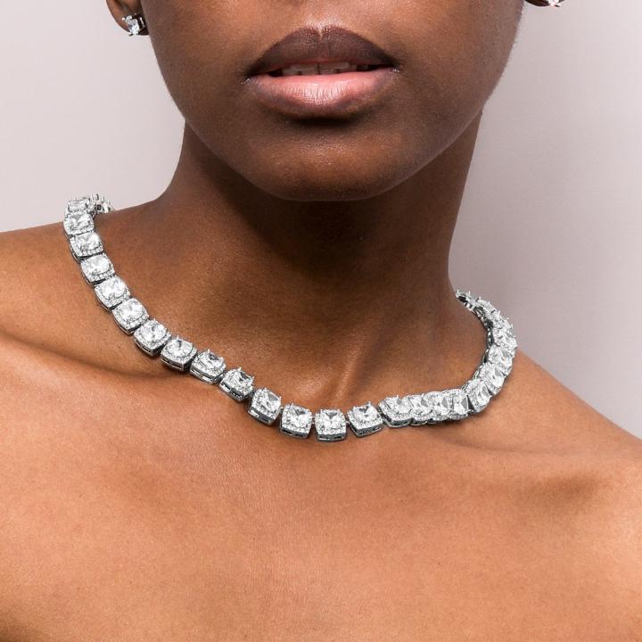 Women's 10mm Clustered Tennis Chain in White Gold