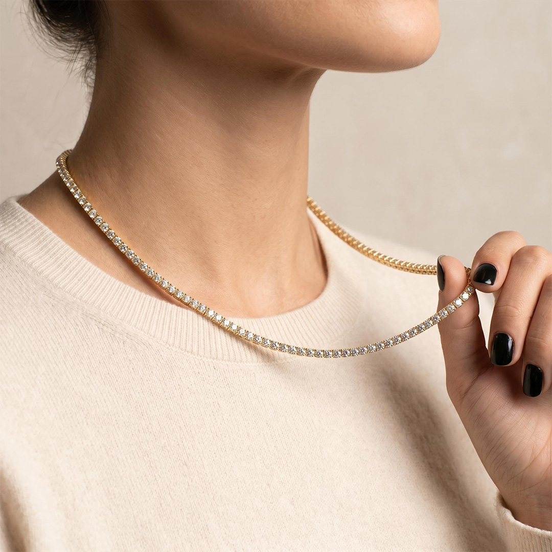 Women's 3mm Tennis Necklace in Gold