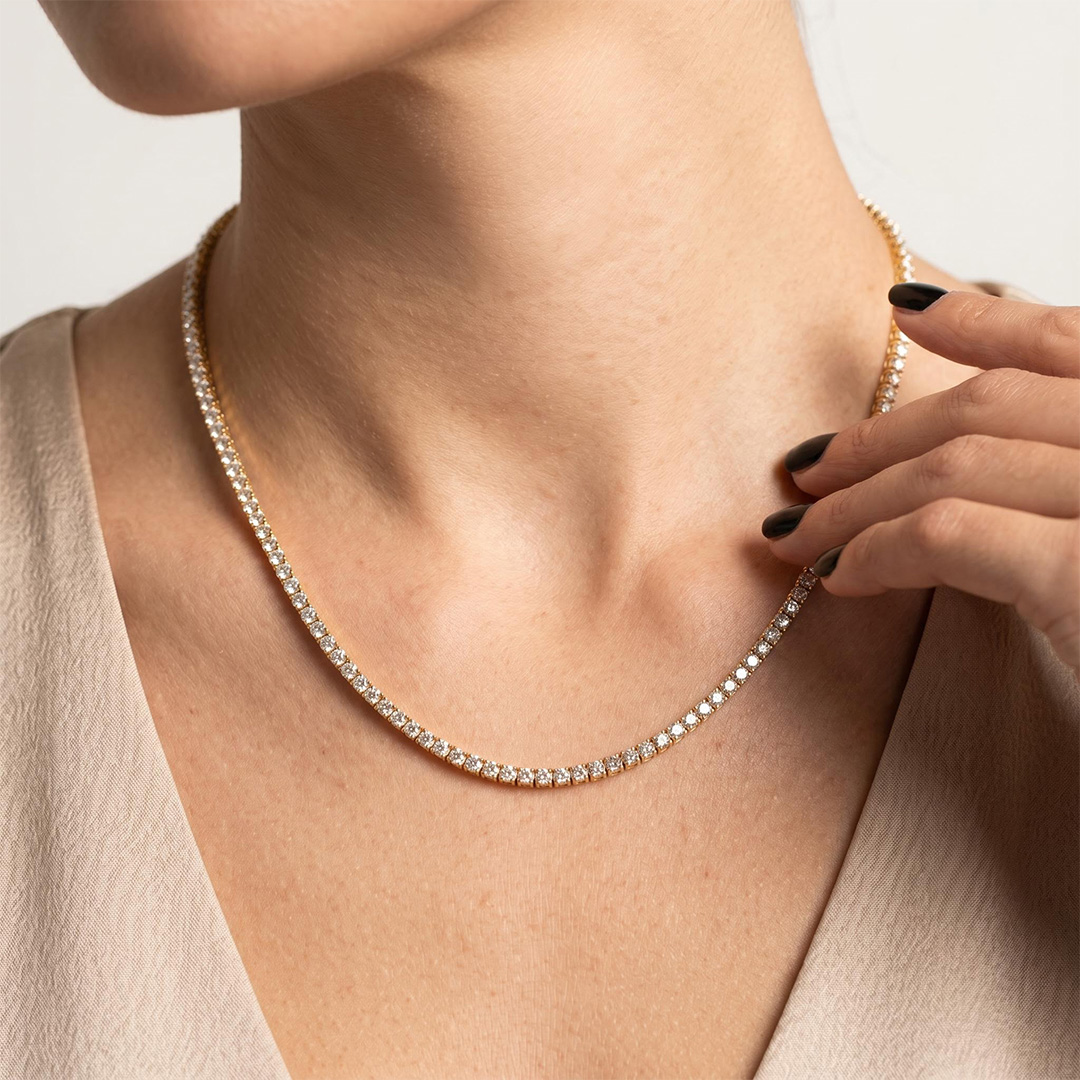 Women's 3mm Tennis Necklace in Gold