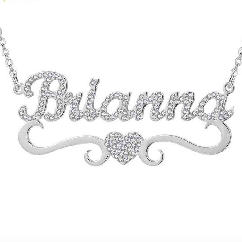 Personalized Iced Name Necklace with Heart