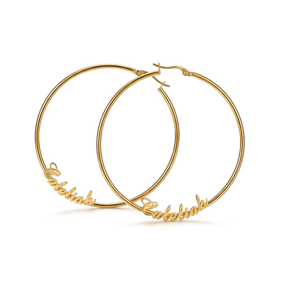Personalized Name Hoop Earrings in Gold