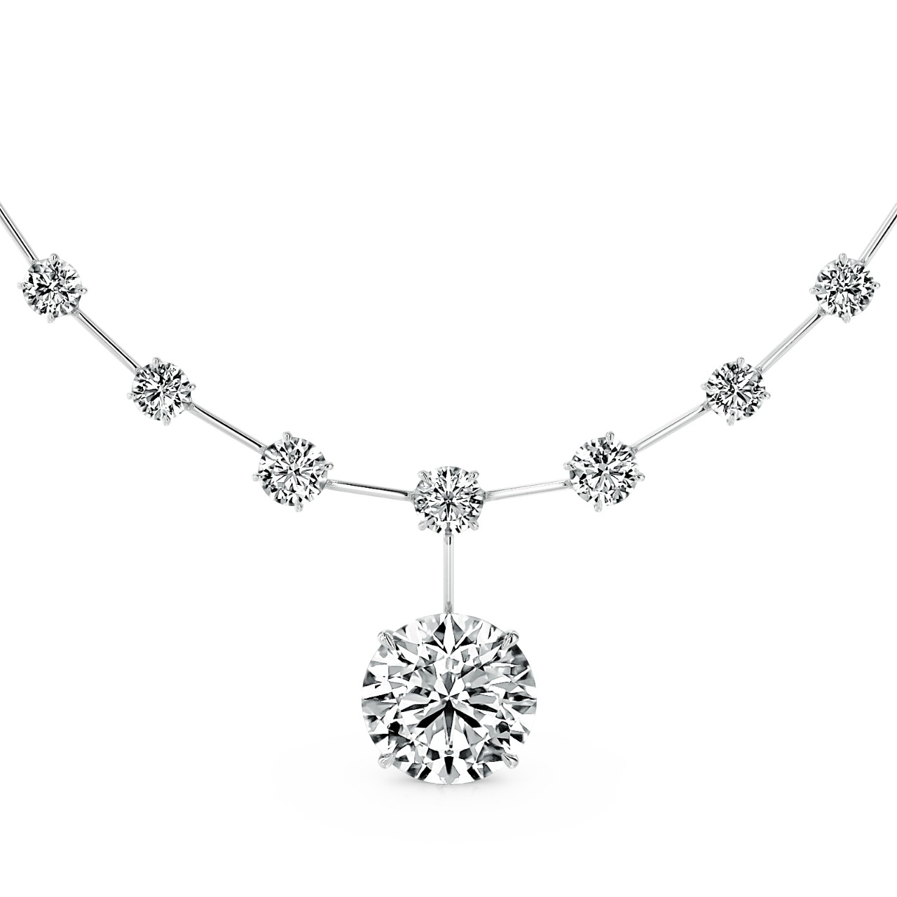  Women's Luxury Round Cut Pendant Necklace in White Gold