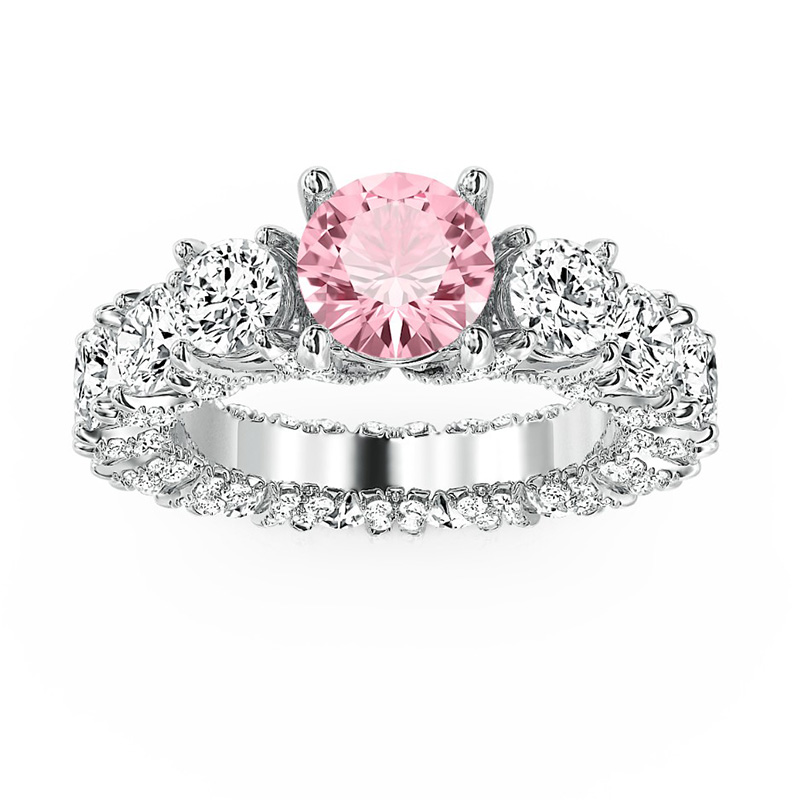 2.0 CT Pink Stone Ring in White Gold