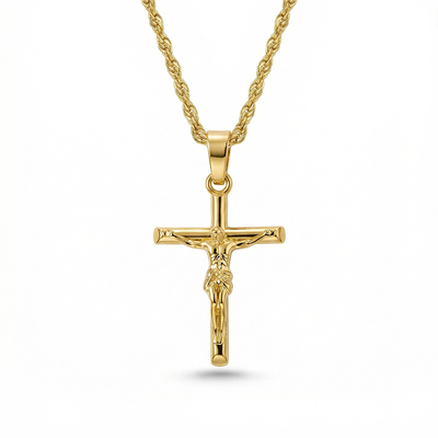 Crucifixion of Jesus Cross Pendant in Gold