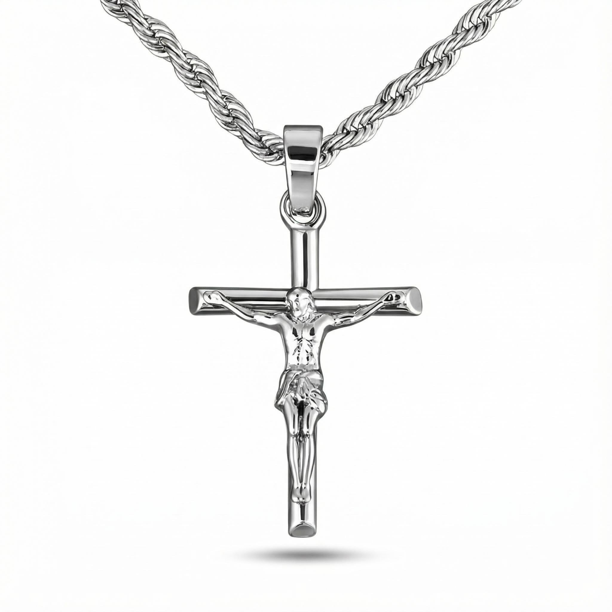 Crucifixion of Jesus Cross Pendant in White Gold Crucifixion of Jesus Cross Pendant in White Gold