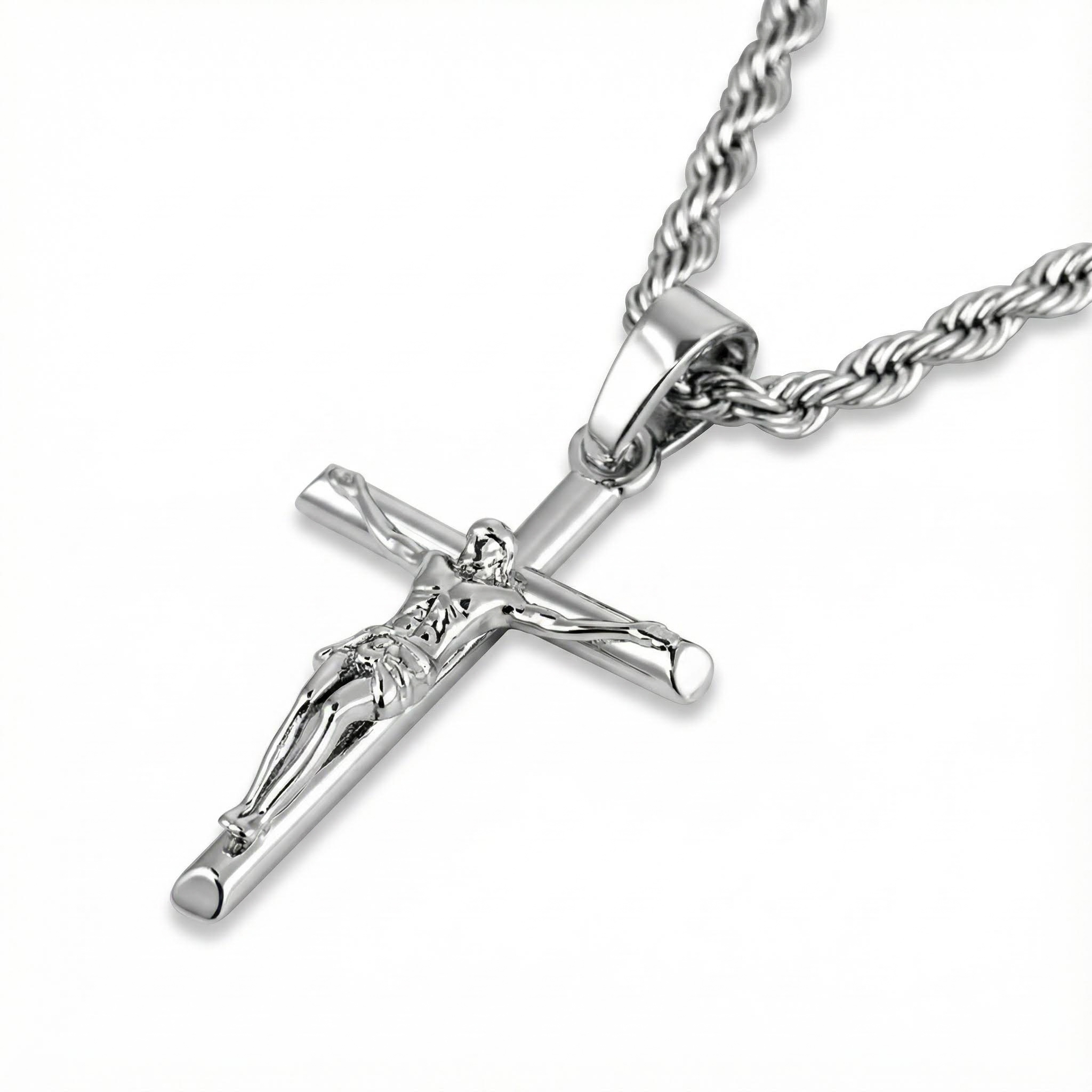 Crucifixion of Jesus Cross Pendant in White Gold Crucifixion of Jesus Cross Pendant in White Gold