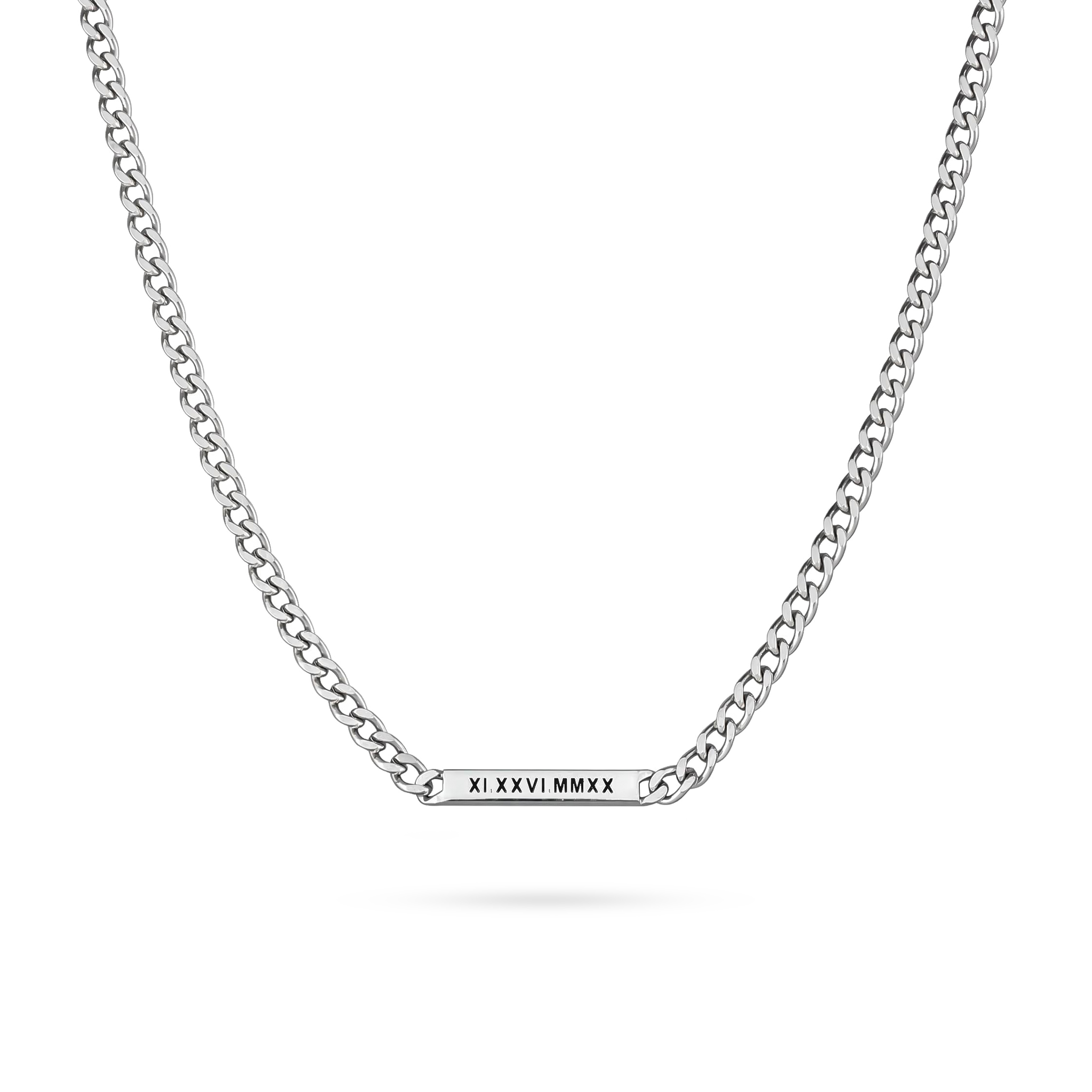 Women's 5mm Personalized Engraved Cuban ID Necklace in White Gold