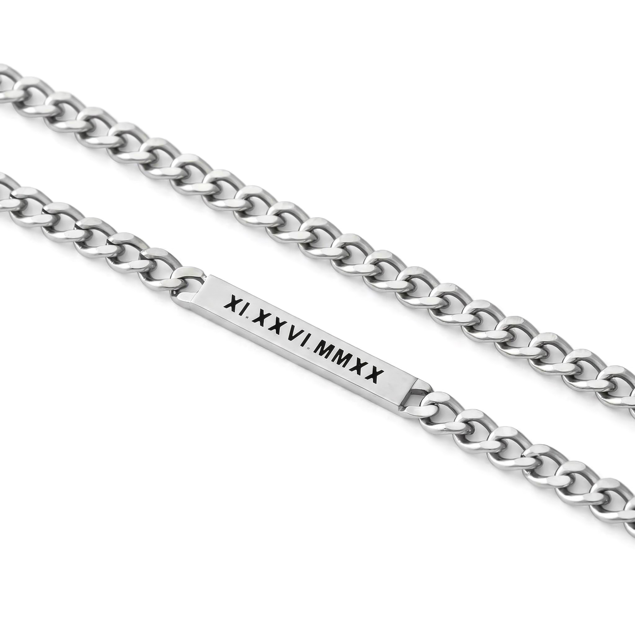 Women's 5mm Personalized Engraved Cuban ID Necklace in White Gold