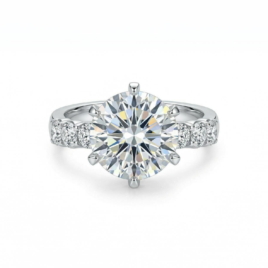 5CT Round Cut Engagement Ring