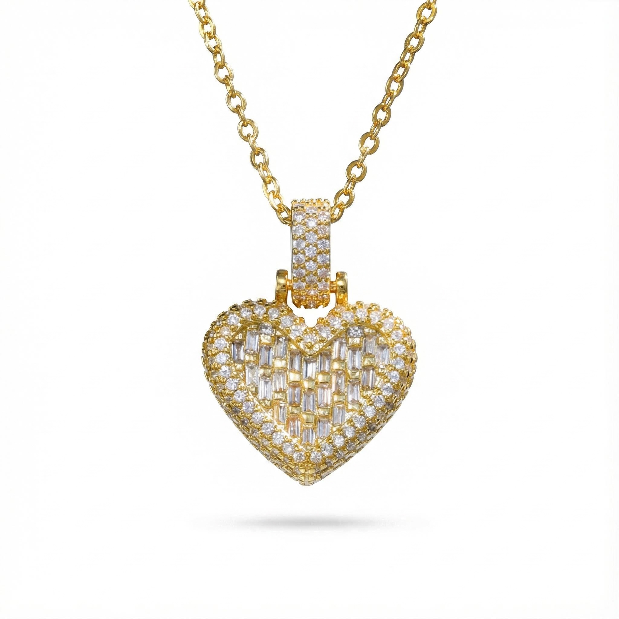 Iced Heart Emerald Cut Pendant Iced Heart Emerald Cut Pendant