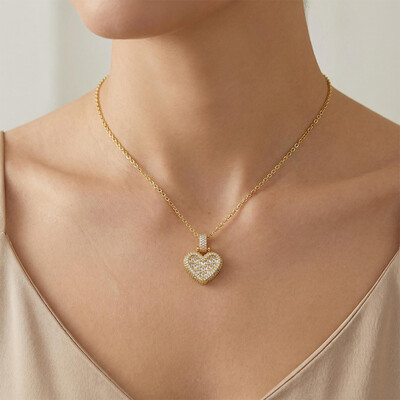 Iced Heart Emerald Cut Pendant