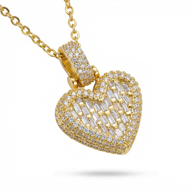 Iced Heart Emerald Cut Pendant Iced Heart Emerald Cut Pendant