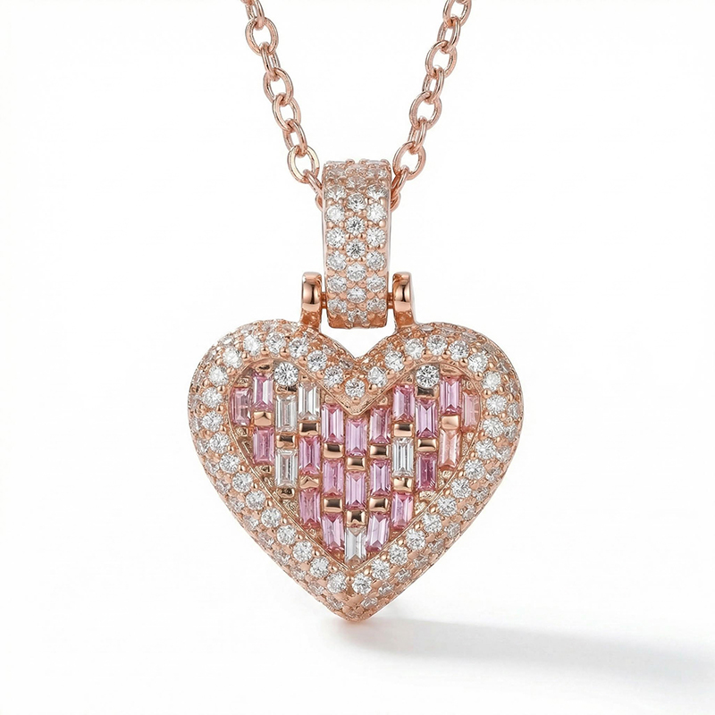 Iced Heart Emerald Cut Pendant Iced Heart Emerald Cut Pendant