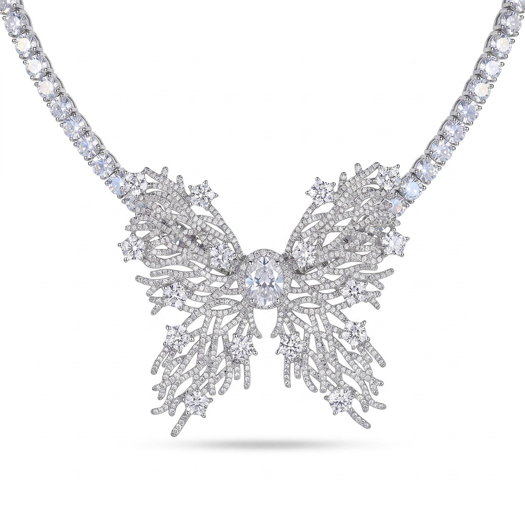 Iced Butterfly Pendant with 5mm Tennis Chain