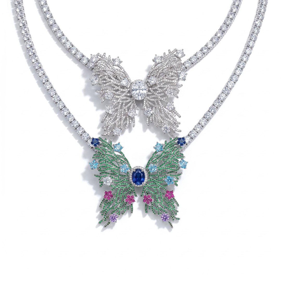 Iced Butterfly Pendant with 5mm Tennis Chain