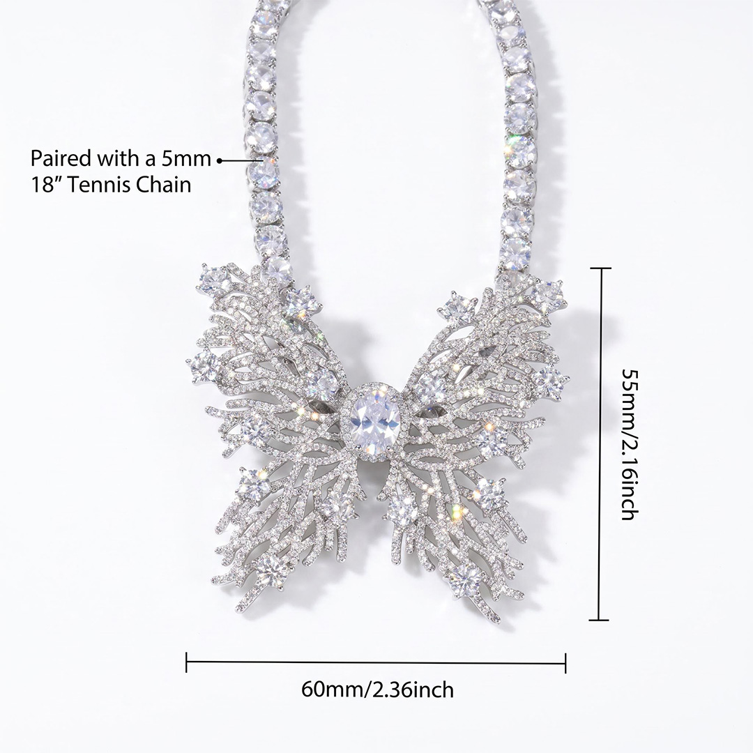 Iced Butterfly Pendant with 5mm Tennis Chain