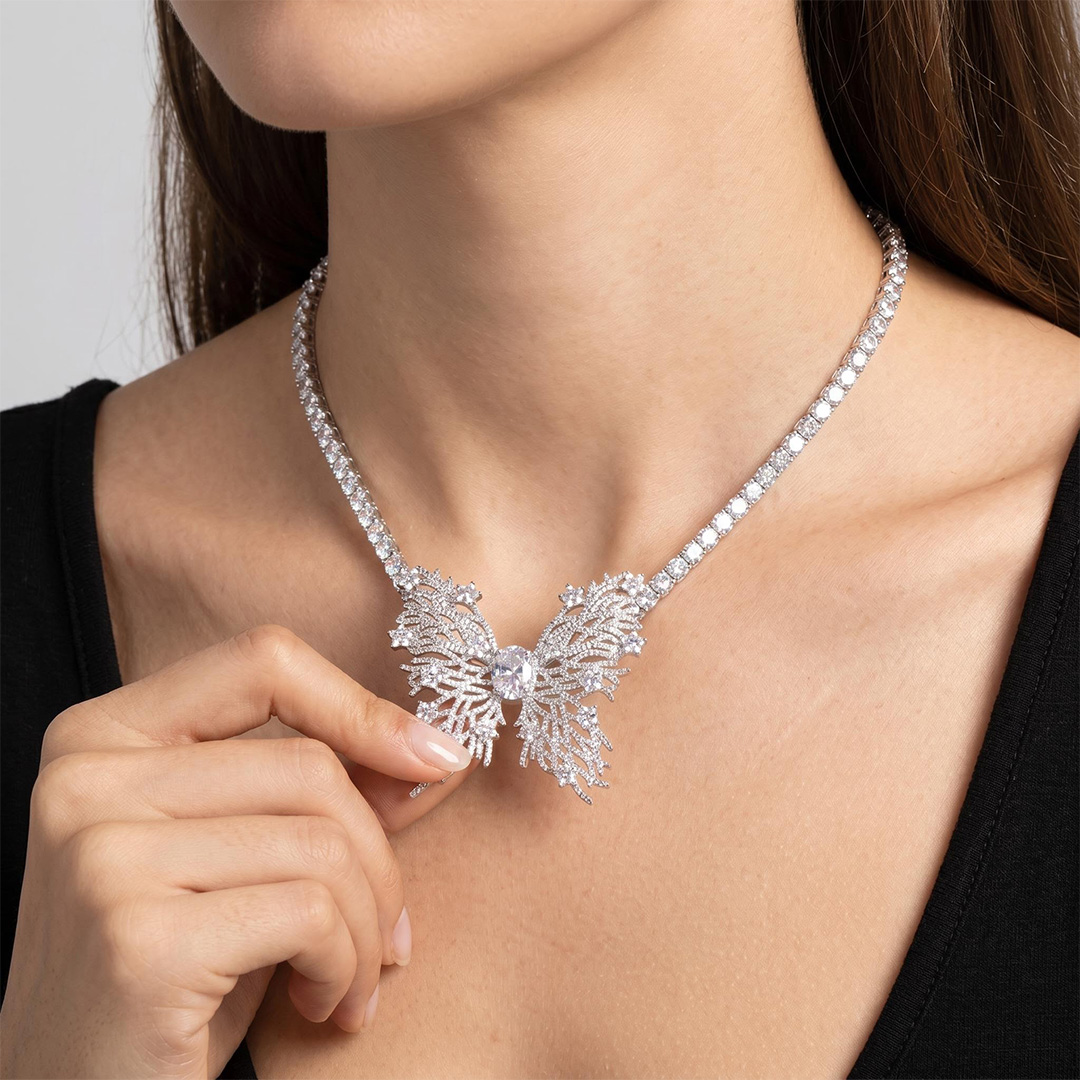 Iced Butterfly Pendant with 5mm Tennis Chain