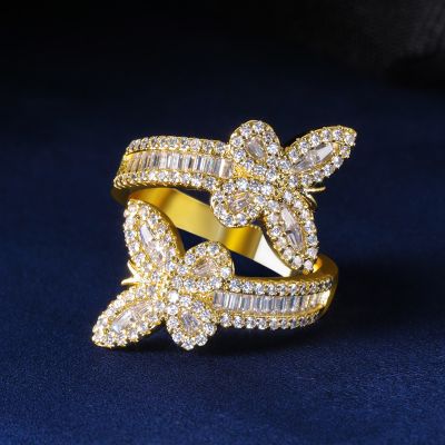 Iced Butterfly Emerald Cut Ring