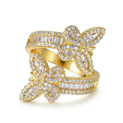 Iced Butterfly Emerald Cut Ring