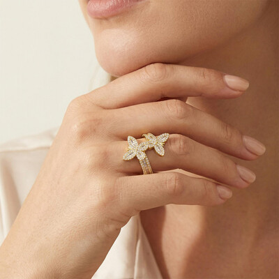 Iced Butterfly Emerald Cut Ring