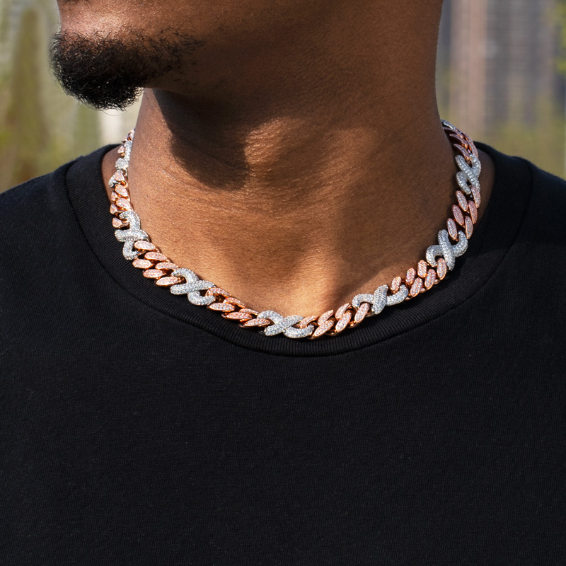 Iced Two-tone Infinity Cuban Link Chain