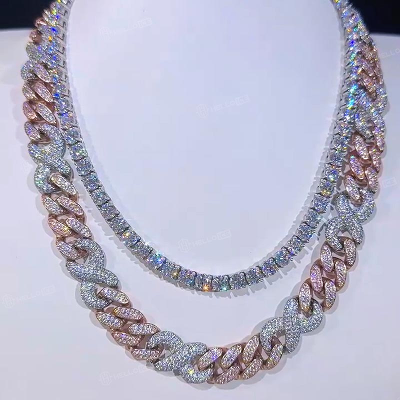 Iced Two-tone Infinity Cuban Link Chain