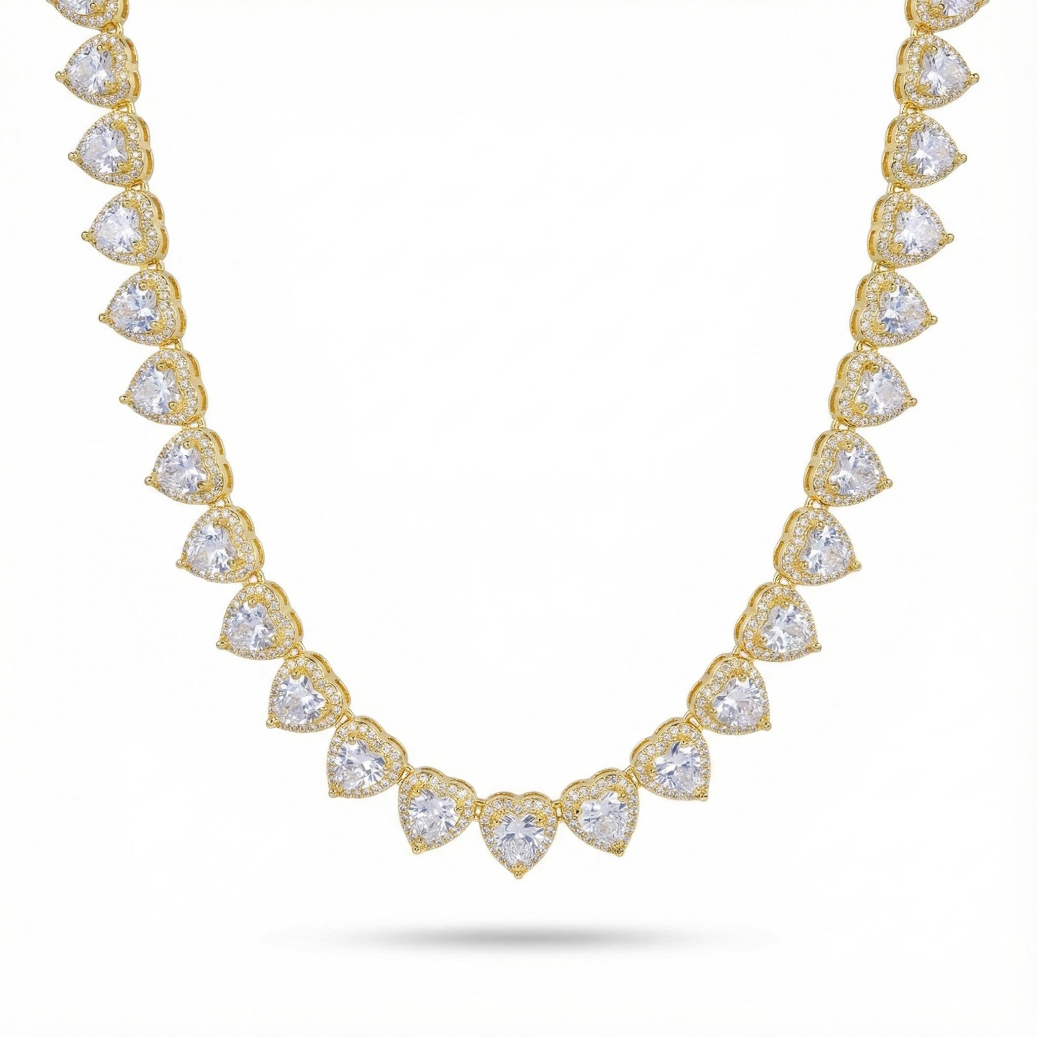 Iced 10mm Heart Cluster Tennis Chain Choker