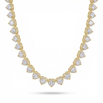 Iced 10mm Heart Cluster Tennis Chain Choker