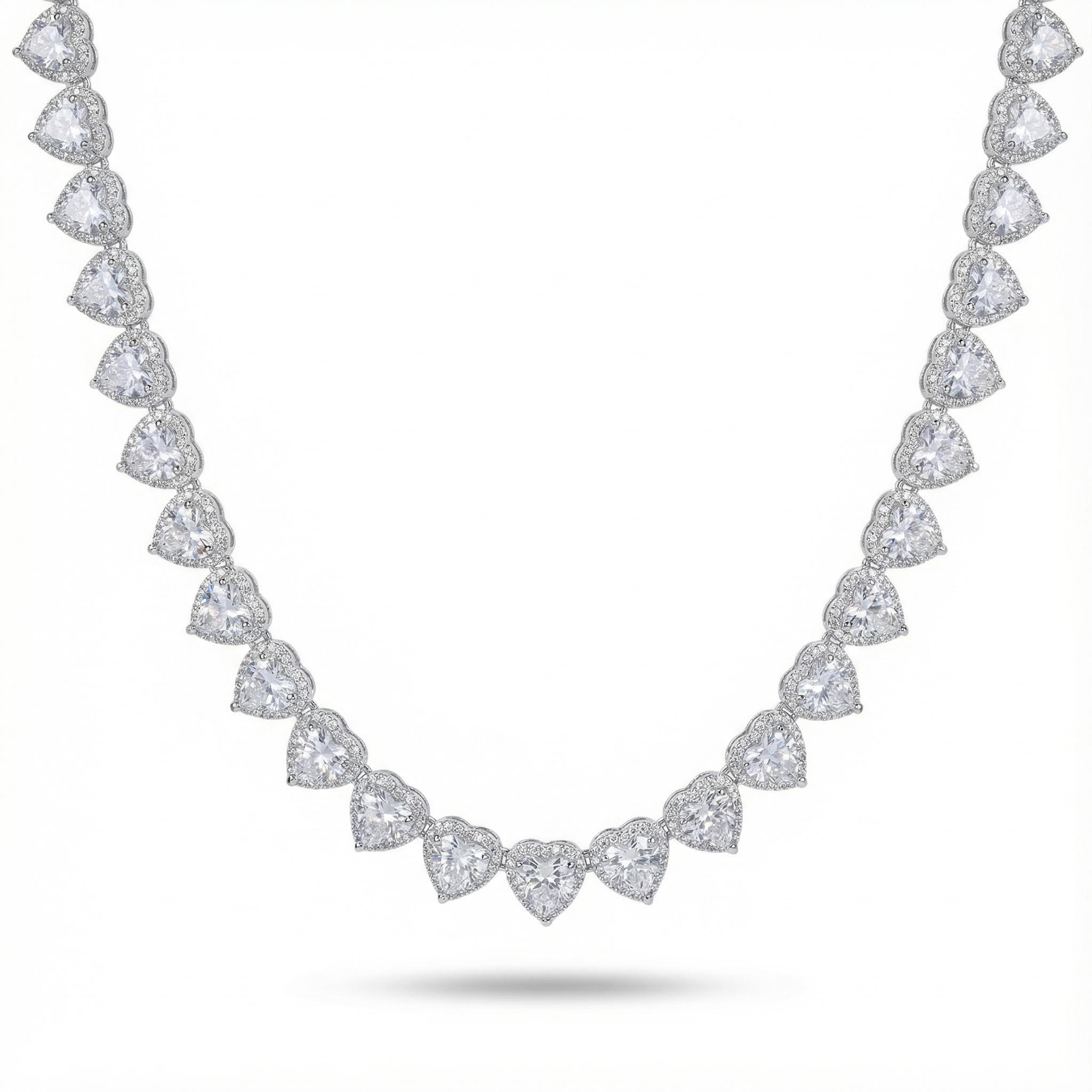 Iced 10mm Heart Cluster Tennis Chain Choker