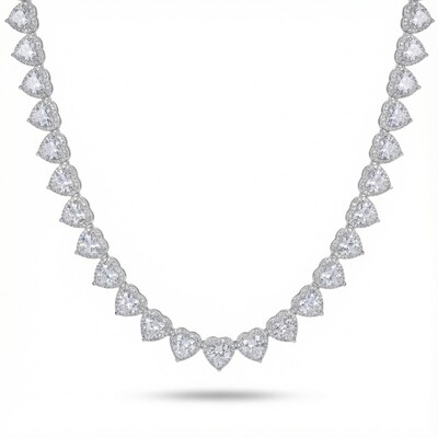 Iced 10mm Heart Cluster Tennis Chain Choker