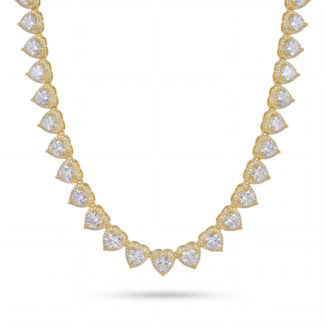 Iced 10mm Heart Cluster Tennis Chain Choker