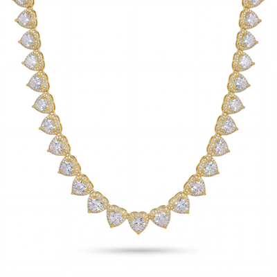 Iced 10mm Heart Cluster Tennis Chain Choker