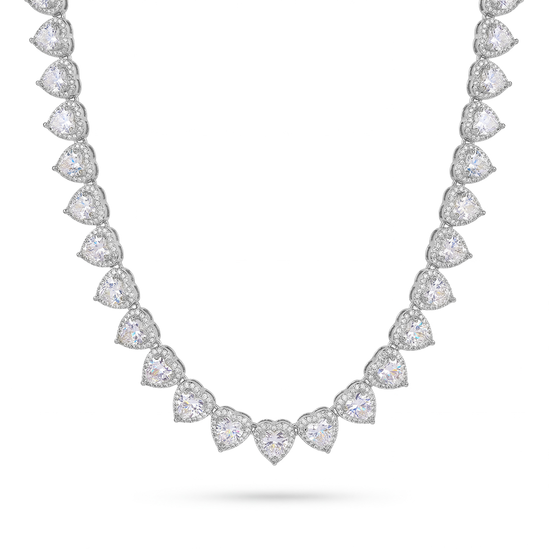 Iced 10mm Heart Cluster Tennis Chain Choker