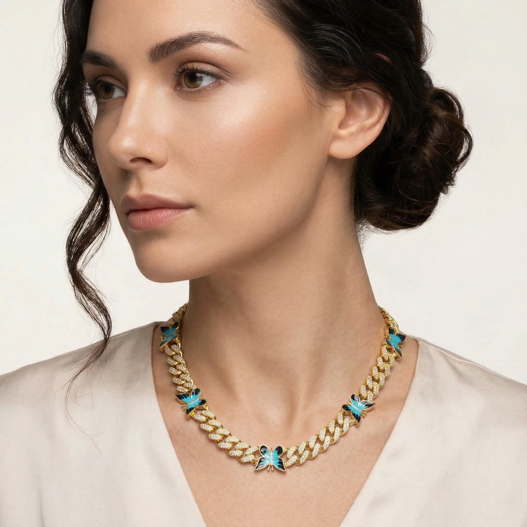 Butterfly 12mm Iced Cuban Chain in Gold