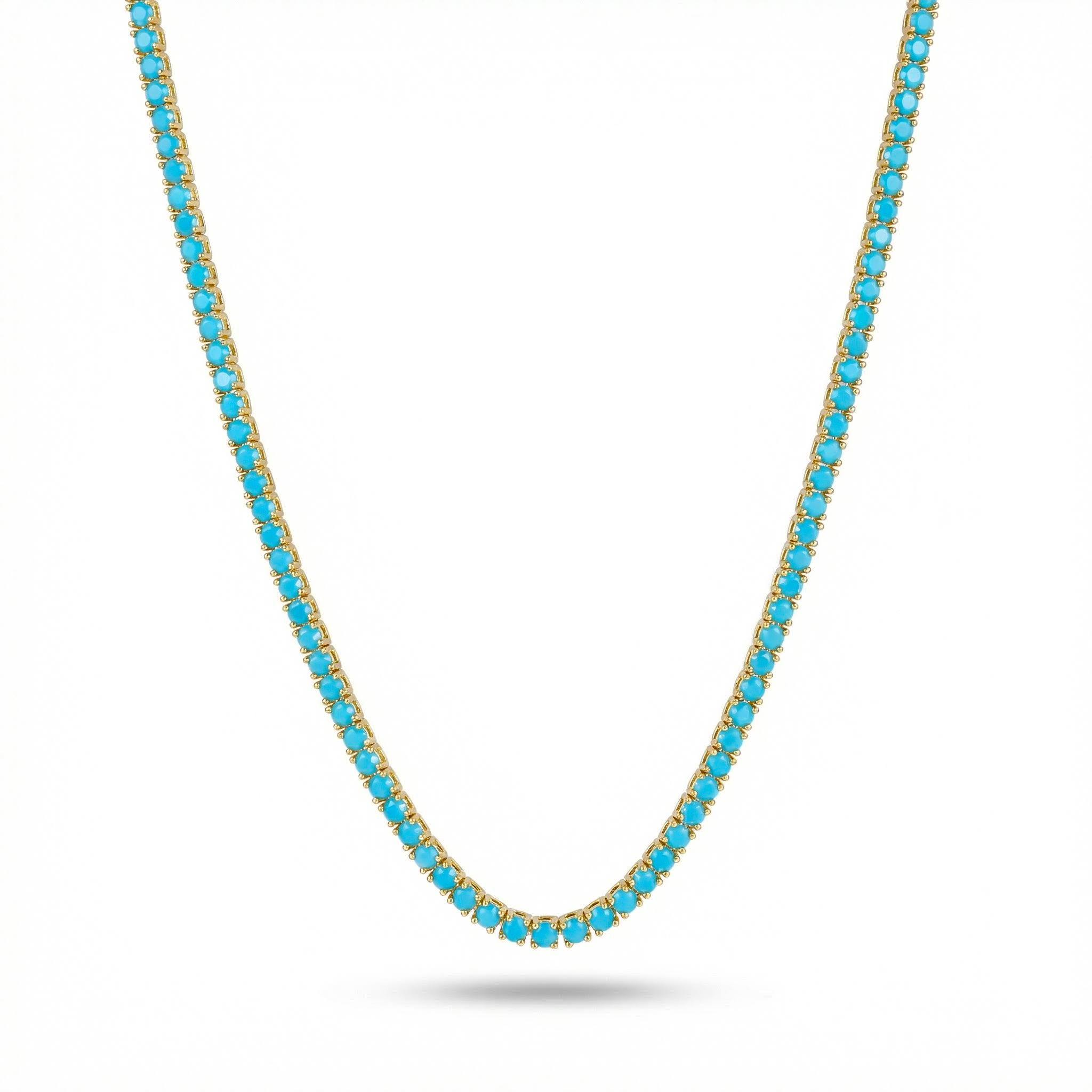 3mm Turquoises Paved Tennis Chain Necklace