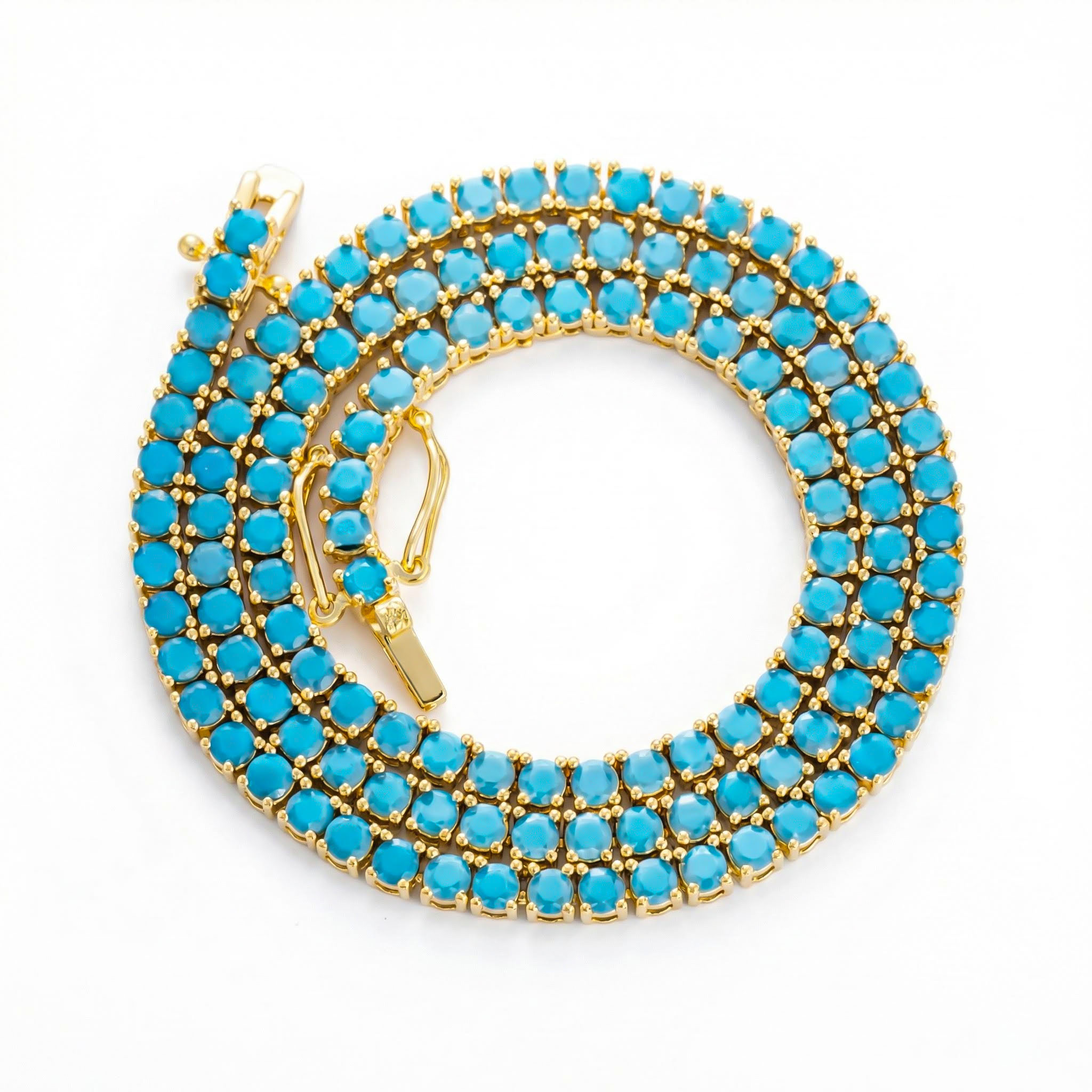 3mm Turquoises Paved Tennis Chain Necklace