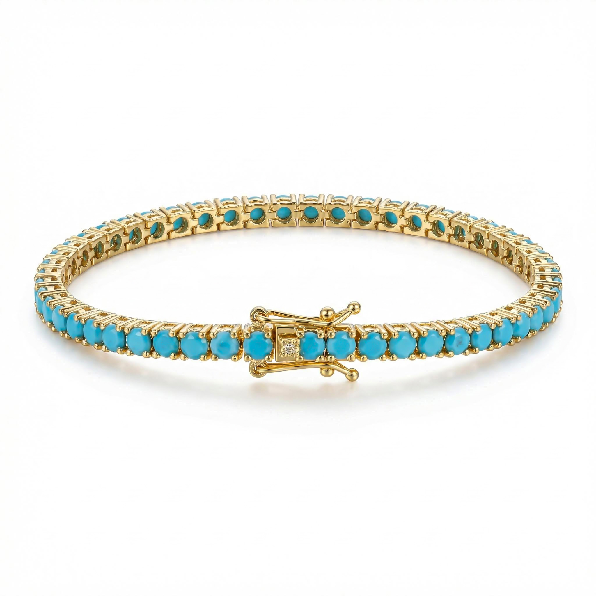 3mm Turquoises Paved Tennis Chain Necklace