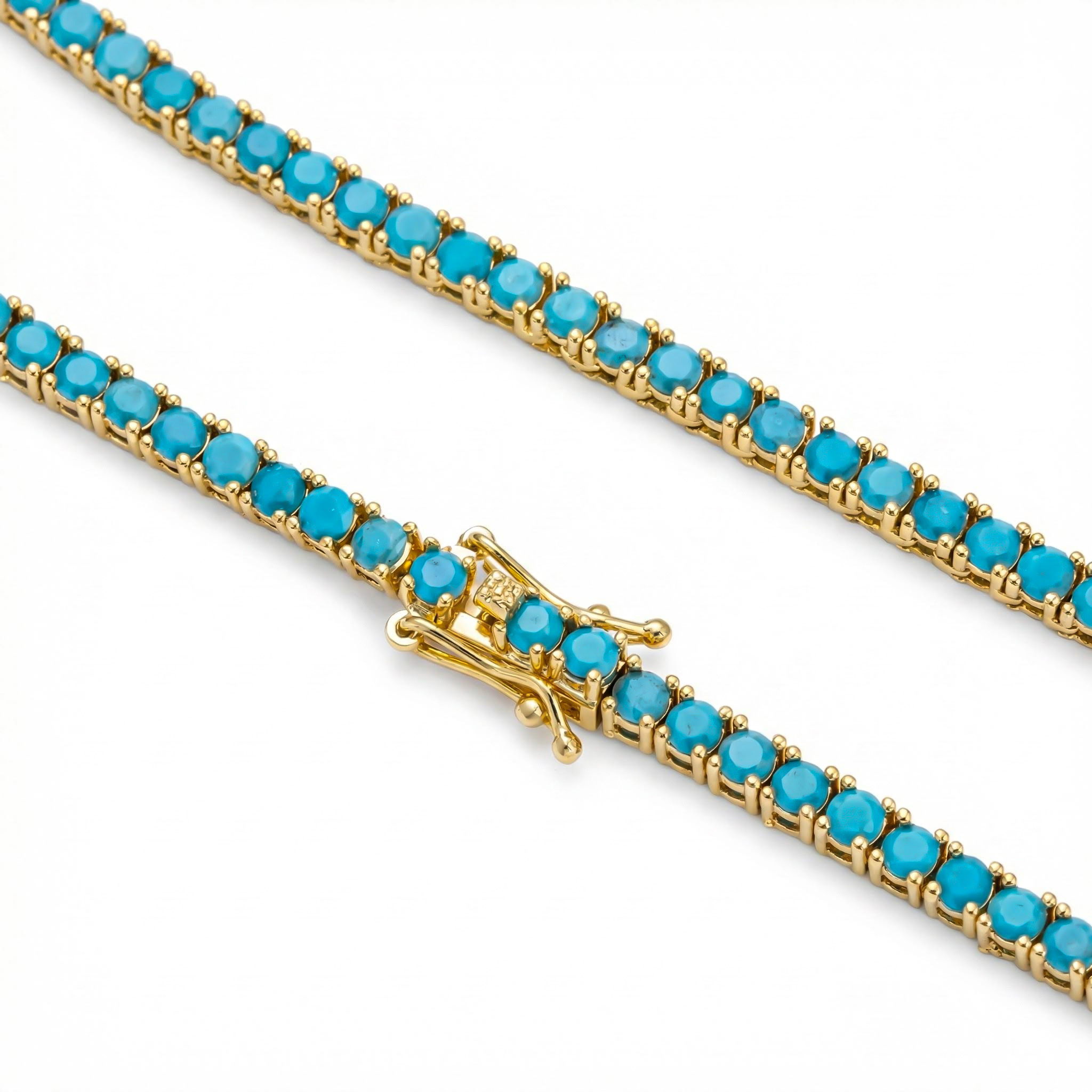 3mm Turquoises Paved Tennis Chain Necklace