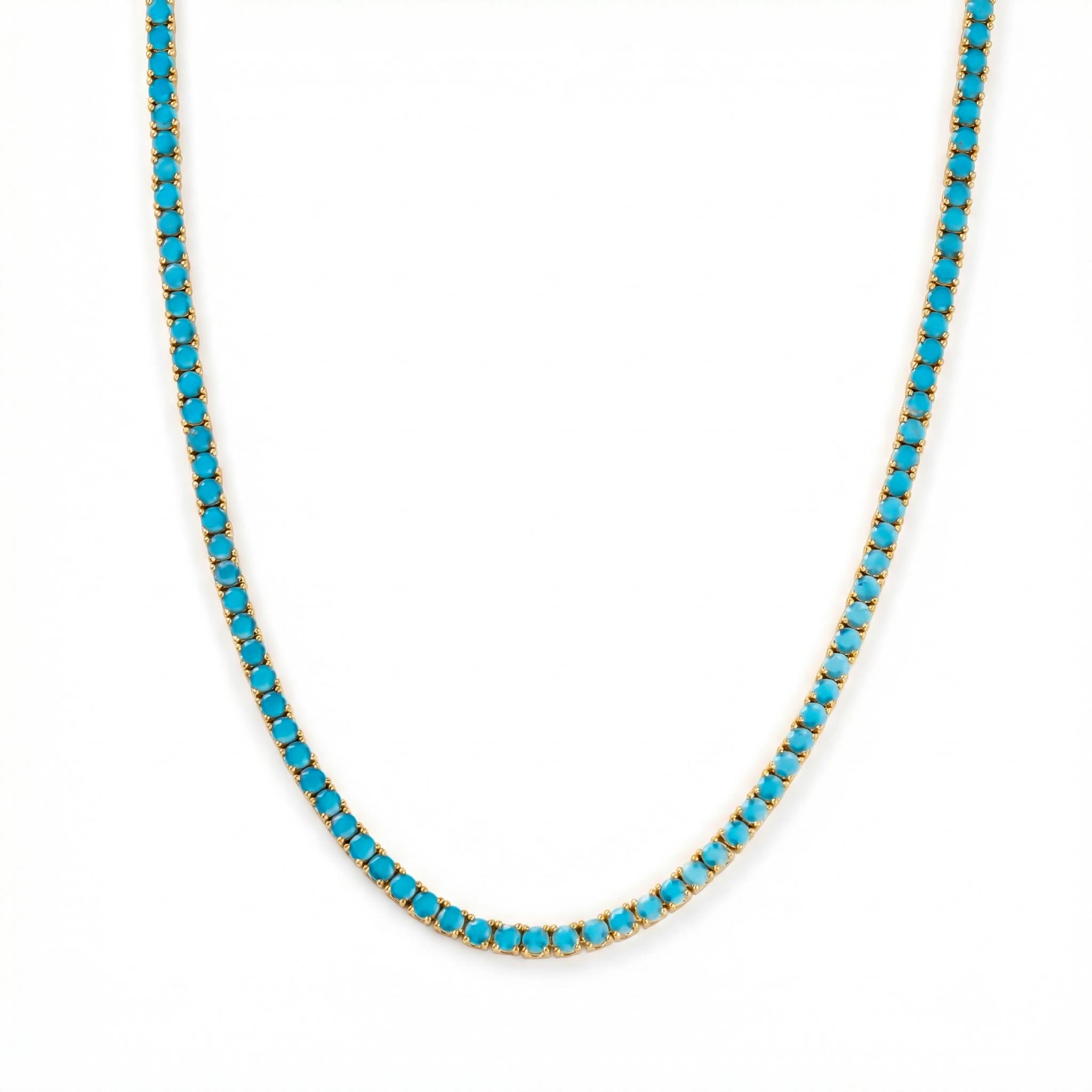 3mm Turquoises Paved Tennis Chain Necklace