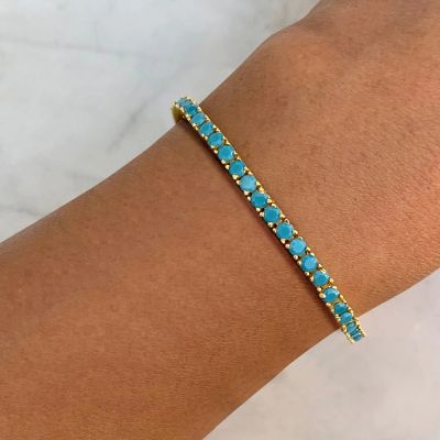 3mm Turquoises Paved Tennis Chain Bracelet