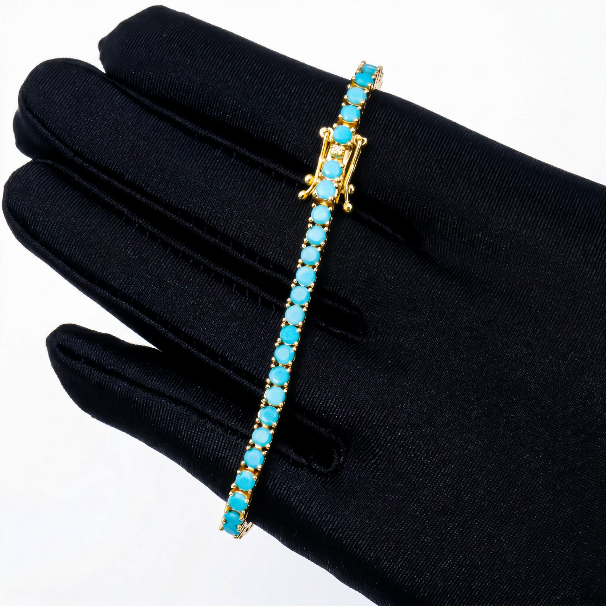 3mm Turquoises Paved Tennis Chain Bracelet