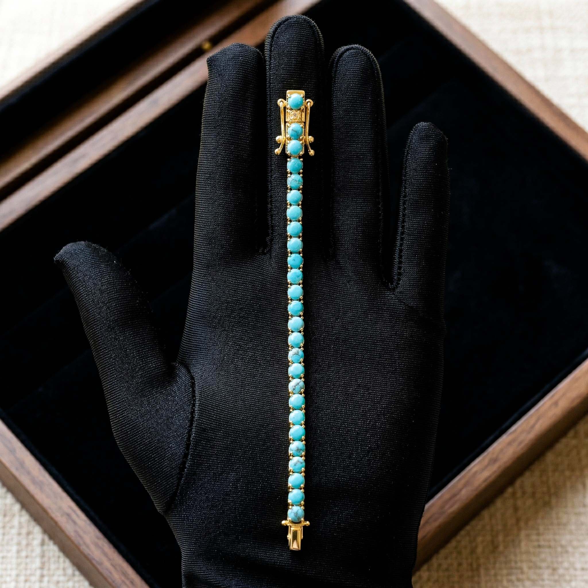 3mm Turquoises Paved Tennis Chain Bracelet